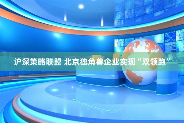 沪深策略联盟 北京独角兽企业实现“双领跑”